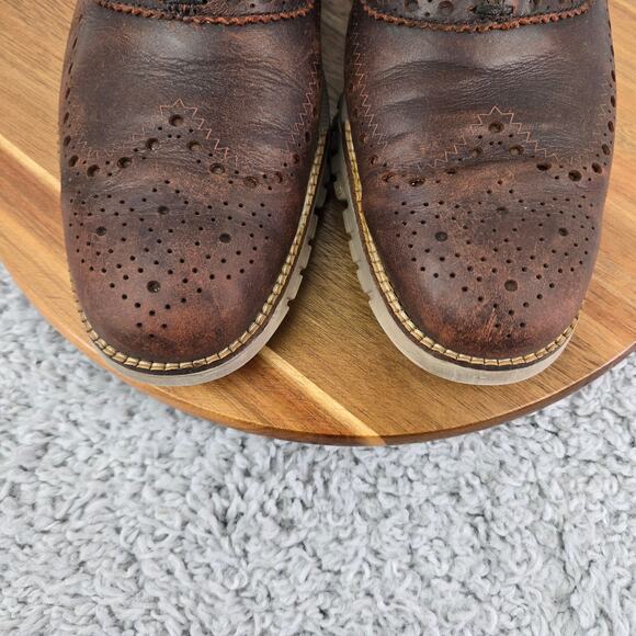 Cole Haan ZeroGrand Brown Leather Rustic Medallion Wingtip Oxford Mens 9.5 M - Picture 6 of 14